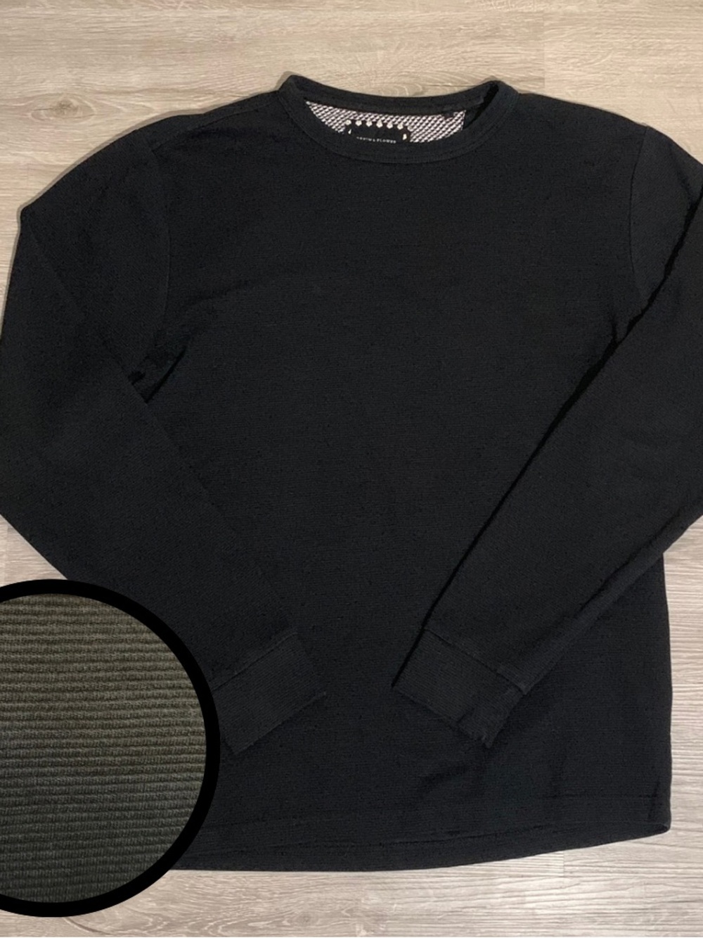 Denim & Flower Black Crewneck Sweater - Classic Rib Knit